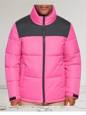 Club Room Pink and Black Quilted Puffer Jacket